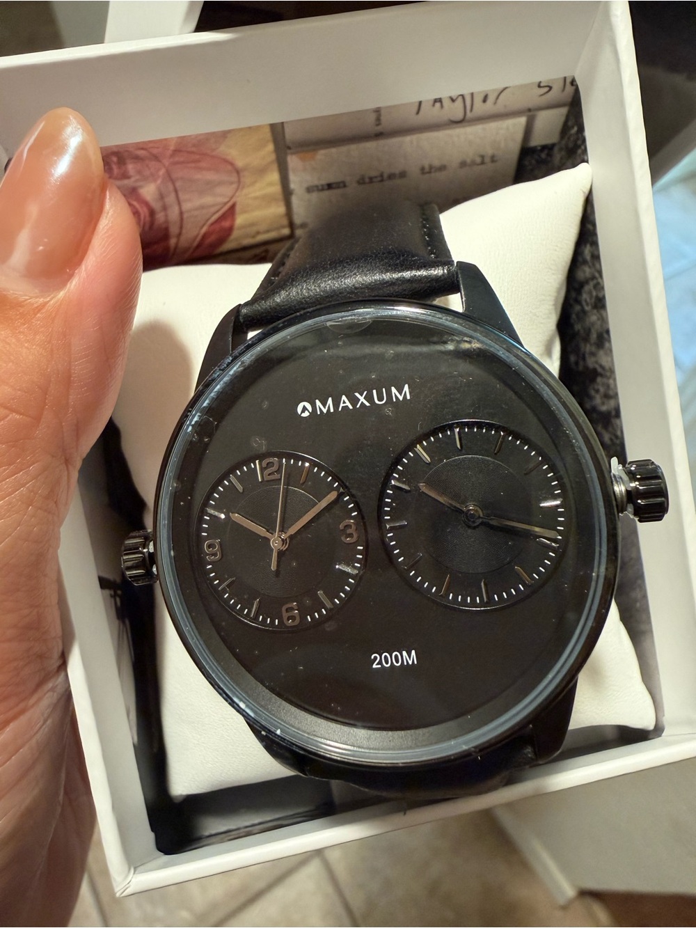 Maxum X Taylor Steele Surf Watch - Black Dual-Dial Leather Strap